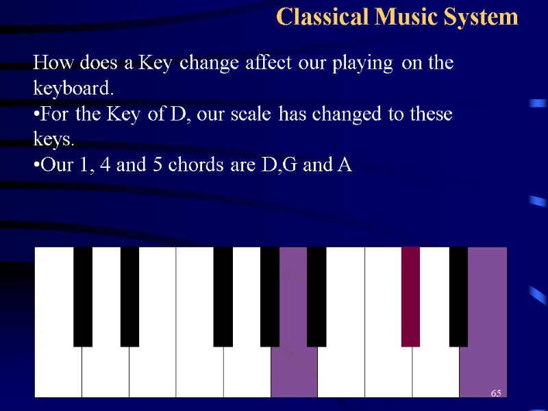 65 Classical Music System How does a Key change affect our playing on the